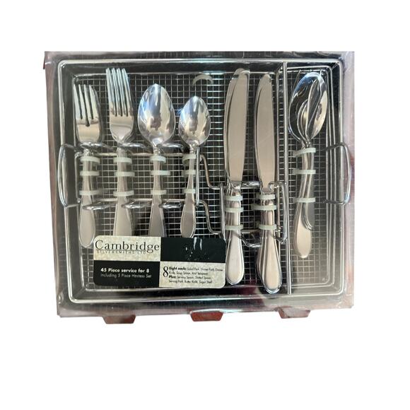 Cambridge Evanston 45 Pc Stainless Steel Svc For 8 Flatware Set W/ Serving Set - Picture 1 of 2